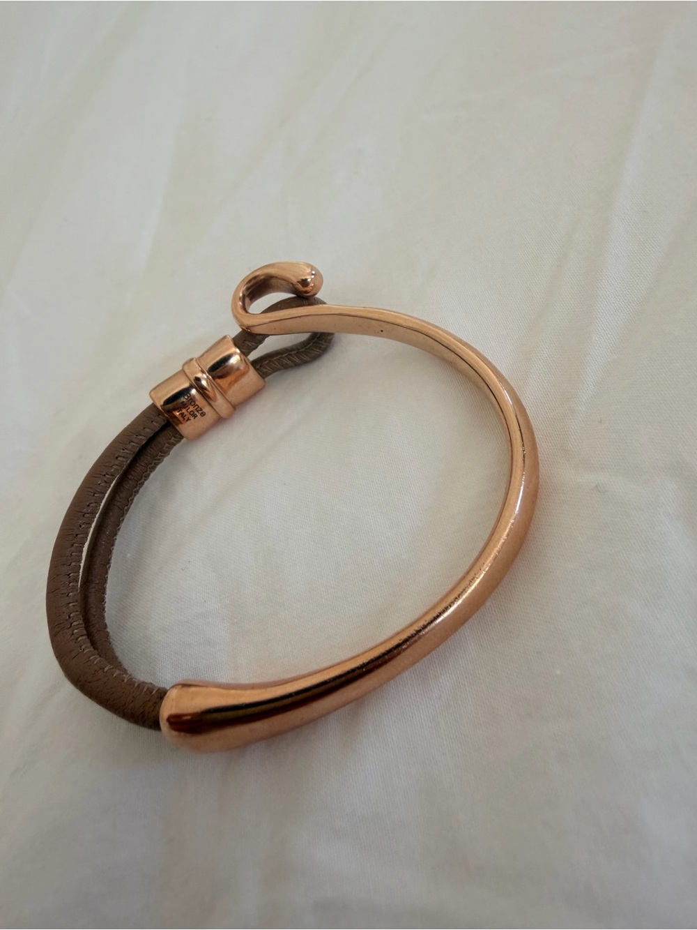 Bronze Milor Two Tone Bracelet in Rose Gold & Neutral Double Leather Band CHIC ✨ - Picture 5 of 9